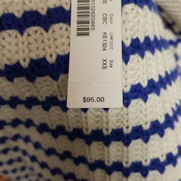 J Crew Ripplestitch Sweater Cardigan Button Down Cotton Blue Striped Chunky XXS - Picture 10 of 10